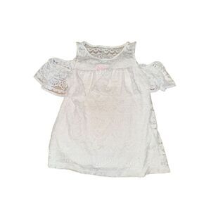 Lilly Pulitzer Lyra Top Size XS Resort White Scalloped Stripe Lace Cold Shoulder